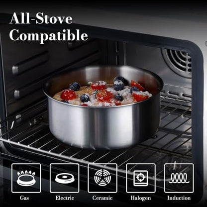14 pcs Stainless Steel Cookware Set, Detachable Pots and Pans Set with Removable Handle, Non Toxic Space Saving RV Camping Cookware Set, Induction Cookware, Dishwasher & Oven Safe - size: 14 Pcs Sliver