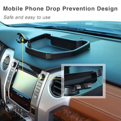 Black ABS Car Center Console Dash Table Storage Tray Fit for Toyota Tundra 2014-2021 Instrument Organizer Vertical Placement Phone Holder Cradle Accessories(with Mobile Phone Holder(B)) - style: With Mobile Phone Holder(B)