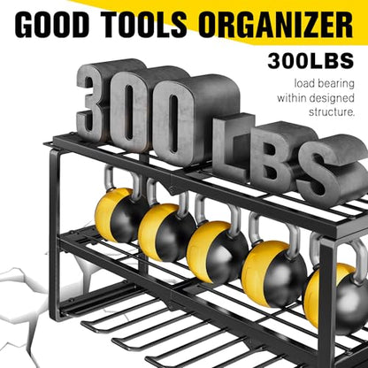 Hipidian Power Tool Organizer Wall Mount- 300lb Capacity 3-Tier Storage Rack with 7 Drill Holders for Garage Tools, Best Birthday Tools Gifts for Men Dad Husband - size: 7 Slots 3 Layers