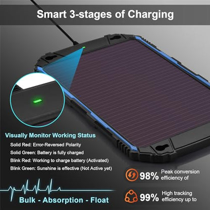 SUNER POWER Waterproof 5W 12V Solar Battery Charger & Maintainer Pro, Built-in UltraSmart MPPT Charge Controller, 5 Watt Solar Panel Trickle Charging Kits for Car Automotive Boat Marine RV Trailer - size: BC-5W Pro