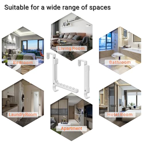 2-Pack Over The Door Hooks, 7-Hook Metal Door Hanger Clothes Drying Rack, Foldable Portable Space Saving, Extra Large Hook for Clothes Coat Bag - Bedroom Laundry Room Travel, White - size: 2 Pack
