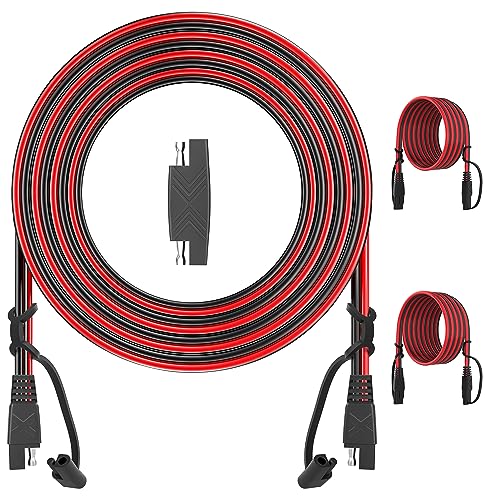 OYMSAE 12Feet SAE to SAE Extension Cable Quick Disconnect Connector 16AWG, for Automotive Solar Panel Extension Cable Plug(12FT(16AWG)) Pack of 2 - color: 2 Pack, size: 12FT(16AWG)