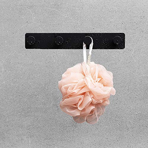 Small Coat Rack Wall Mounted, Black Coat Hooks Adhesive & Screw in, Stainless Steel Wall Hooks for Hanging Hat Towels Clothes, Metal Hook Rail with 4 Round Hangers - color: Black, size: 4 Hooks