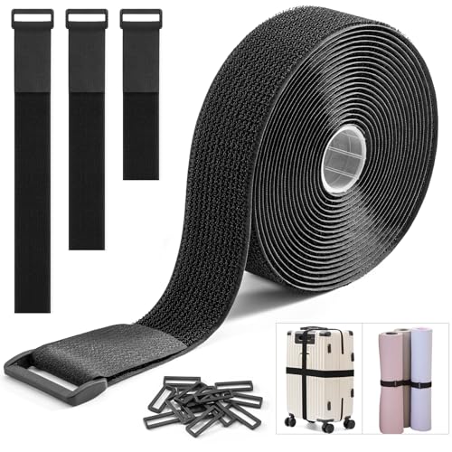 Trilancer 1.5''x 16Ft Heavy Duty Hook and Loop Straps with 15 Buckles – Adjustable, Cut-to-Length, Reusable Cinch Straps for Securing Cables, Hoses, Pipes, and More - size: 1.5'' x 16Ft
