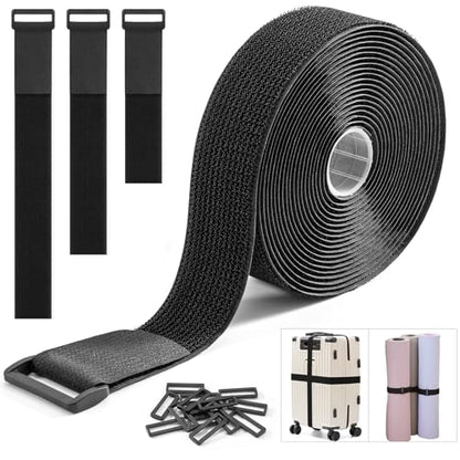 Trilancer 1.5''x 16Ft Heavy Duty Hook and Loop Straps with 15 Buckles – Adjustable, Cut-to-Length, Reusable Cinch Straps for Securing Cables, Hoses, Pipes, and More - size: 1.5'' x 16Ft
