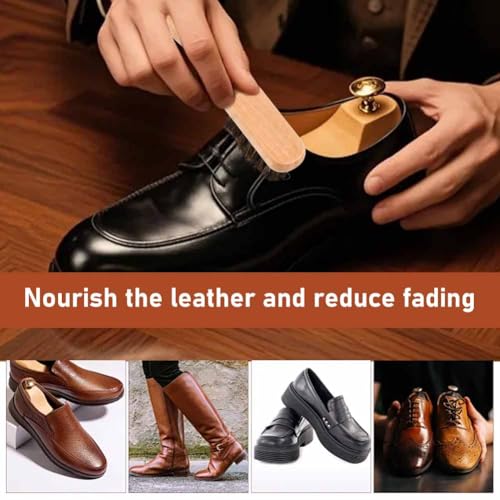 9-in-1 Shoe Polish Kit with 3 Brushes, 2 Shoe-Polishes and more, Shoe-Shine-Kit for Leather Shoe Boot Cleaning and Care(COLOR:Brown)