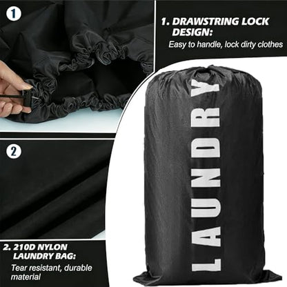 2 Pack XL Travel Laundry Bag, Dirty Clothes Organizer with Drawstring, Large Enough to Hold 4 Loads of Laundry， Easy Fit a Laundry Hamper or Basket，24" x 36" - color: Grey and Black