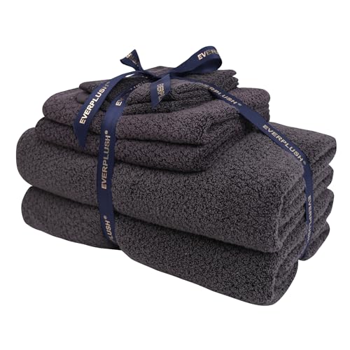 Everplush Diamond Collection 6-Piece Bath Sheet Set, Soft Plush Jacquard Luxury Bath Towels,Highly Absorbent & Fast-Drying Luxury Towels Sets for Bathroom,Shower, or Spa (Charcoal, Bath Sheet 6PK) - color: Charcoal, size: Bath sheet 6PK