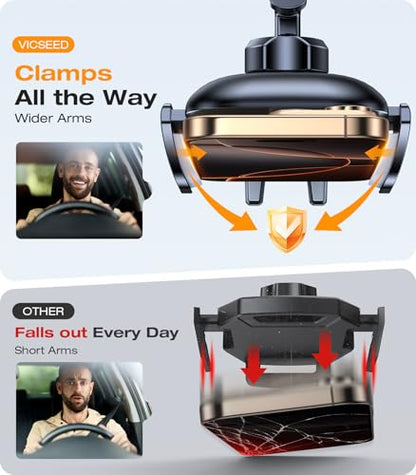 VICSEED Military-Grade Sturdy Car Phone Holder Mount, Upgraded Anti Shake Metal CD Slot & Air Vent Thick Case Friendly Phone Mount for Car Fit for iPhone 17 16 15 Samsung All Phones - color: Black