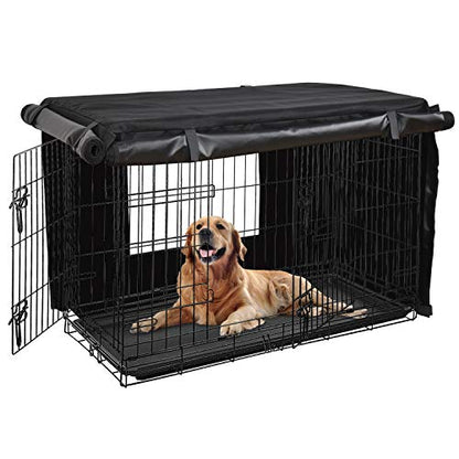 HONEST OUTFITTERS Dog Crate Cover 36 Inch Kennel for Medium Dog, Heavy Duty Oxford Fabric,with Double Door, Pockets and Mesh Window (37L x 24W x 25H,Black) - size: 37.0"L x 24.0"W x 25.0"H