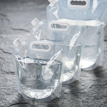 6 Pack Collapsible Water Container Set (2x10L, 2x5L, 2x3L),Food Grade Water Storage Jugs for Camping, Hiking, Hurricane Emergency Kit, Leakproof Portable Water Carrier Bag & Tank