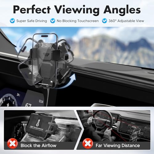 FIILINES Phone Holder for Toyota Land Cruiser 2024-2025 (Fit 12.3" Touch Screen), Phone Mount with Dash Organizer for Land Cruiser Accessories, 360 Degree Rotation Dash Mount Cell-Phone Holder - size: For Cruiser Prado LC250 2024-2025