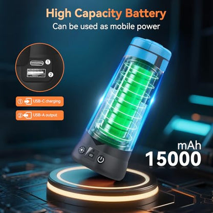 Dimgogo15000mAh Rechargeable Camping Light, Portable LED Work Light | Standing Light with 7ft Max Height, 5500 Lumen 6500/4500/3500K Dimmable Emergency Flashlight , Detachable Tripod, Blue - color: Blue