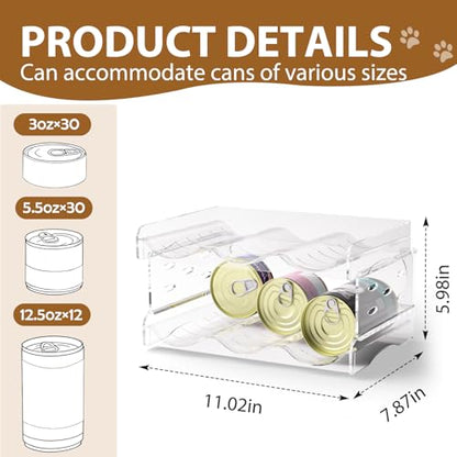 Flenpptly Cat Food Can Organizer, 2-Tier Cat Food Organizer, Transparent Can Organizer for Pantry, Canned Food Organizer Holds 30 (3oz) Cans, Pantry Can Organizer (2-Tier) - size: 2-Tier