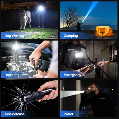 Rechargeable Flashlight 980,000L High Lumens 2 Pack, Led Tactical Flash Light, Super Bright Flashlights with 7 Modes, USB C Charging, Cob Side Light, IPX6 Waterproof for Camping Emergency - size: 2pc-L2