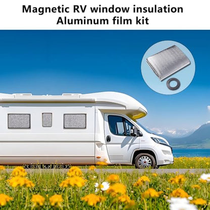 Magnetic Aluminum Film Kit Suitable for Winter and Summer,Magnetic Strip and Heat Reflective Aluminum Film Kit Suitable for Home Window,RV Window,Self Adhesive Easy to Install(51"x59"(129x150cm)) - size: 51" x 59"