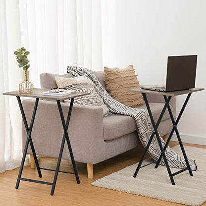 HOOBRO Folding TV Tray Tables, Set of 4 TV Trays with Storage Rack, Industrial Side Table for Eating at Couch, Foldable Snack Table for Small Space, Easy Assembly, Greige and Black BG50BZ01 - color: Greige + Black
