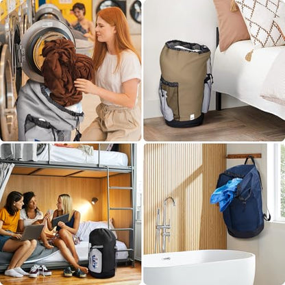 BALEINE 2PK 120L Laundry Bag Backpack, 900D Oxford Fabric Large Travel Laundry Bags with Shoulder Straps and 2 Mesh Pockets (Gray, 120L) - color: Gray, size: 120L - 2PK