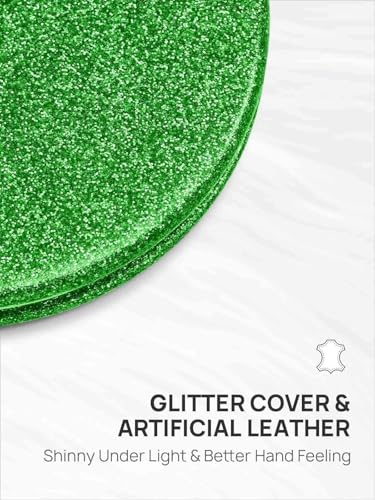 OMIRO 1X/10X Magnifying Compact Mirror with PU Leather, Ultra-Portable for Purses and Travel, Round Green - color: Green