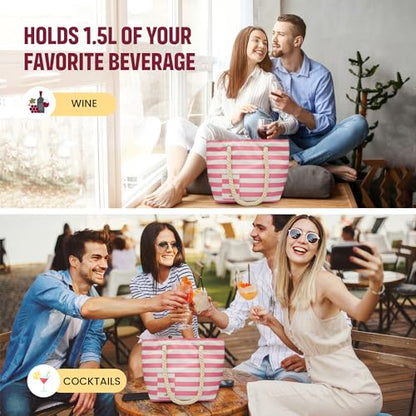 Sneaky Booze Wine Purse Tote Bag Cooler With Hidden Spout Alcohol Dispenser Insulated Flask Holds 2 Bottles Easy Pouring Durable Stylish Portable Carrier Design For Traveling Picnics Parties Beach