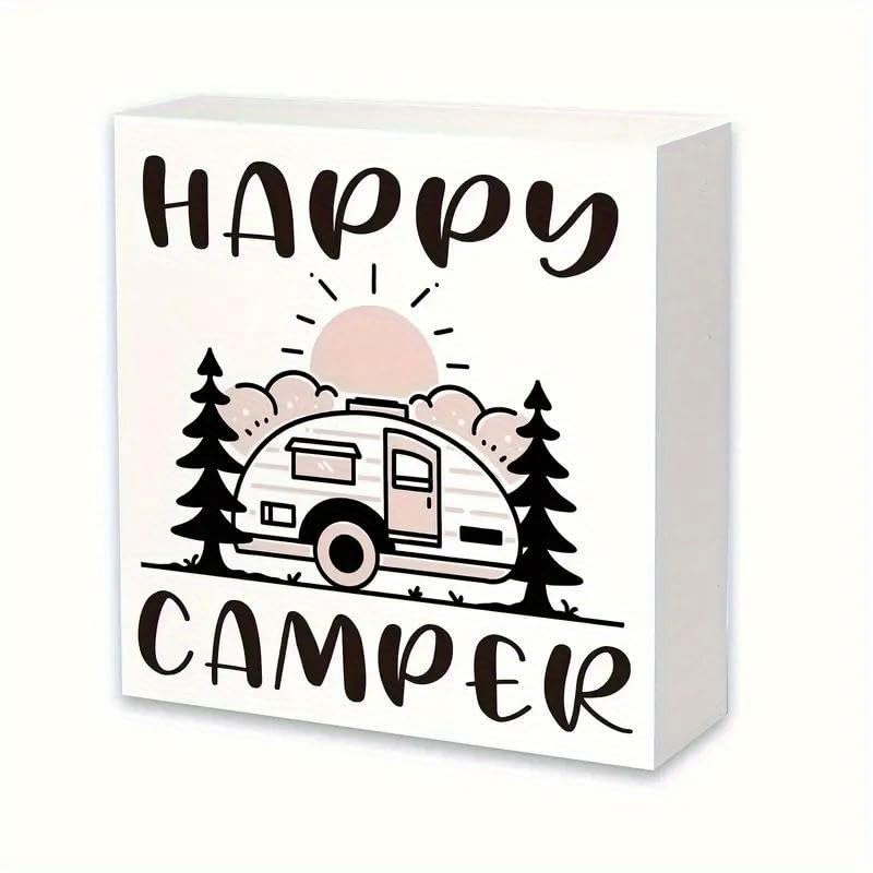 1pc Retro Style Camping-themed PVC Decorative Sign and Plaque, Suitable for Christmas Desktop Decor, Kitchen, Bathroom, Office, Farmhouse Home Decor, Ideal Present for Birthday, Halloween Thanksgiving (style A)