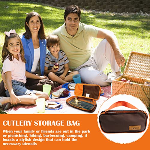 Cooking Utensil Storage Bag Grill Cookware Organizer Travel Set Portable Tableware Fork Spoon Chopsticks Organizer Tote for Outdoor Travel Picnic Camping（0range）