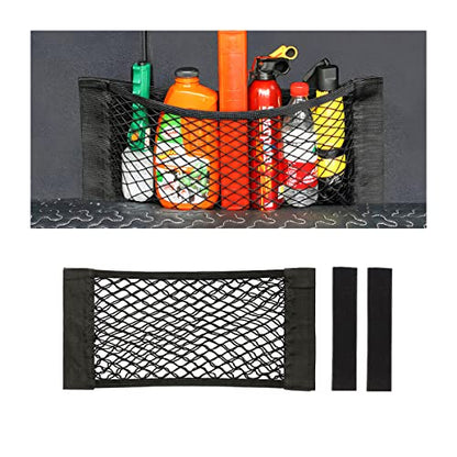Mesh Cargo Net for Car, Universal Stretchable Trunk Storage Net Wall Sticker Organizer Elastic Pouch Bag for Cars, SUV, Home, Auto Interior Accessories (Large) - size: Large