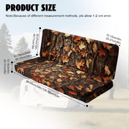 Bark Leaves Print 2 Pcs RV Dinette Cushion Covers Scratch-Resistant Camper Cushion Slipcover Fuzzy Sofa Furniture Protector Include 1 Backrest Covers and 1 Bench Covers - color: Bark Leaves