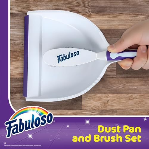 Fabuloso Brush and Dustpan Set Compact Hand Broom Floor Sweeper with Snap-Together Storage and Hanging Hole Quick Sweeping for Kitchen Bathroom Office and Car White and Purple Single Set - size: Brush & Dustpan