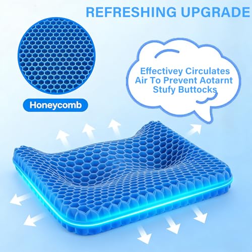 Gel Seat Cushion, Cushion, Gel Seat Cushion for Long Sitting, Breathable Honeycomb Design Absorbs Pressure Points Chair Pad, for Office Chair, Wheelchair, Car & Truck (42 * 36 * 4.5cm) - color: 42*36*4.5cm