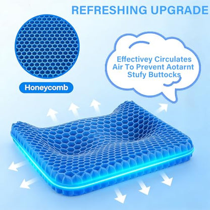 Gel Seat Cushion, Cushion, Gel Seat Cushion for Long Sitting, Breathable Honeycomb Design Absorbs Pressure Points Chair Pad, for Office Chair, Wheelchair, Car & Truck (50 * 50 * 6cm) - color: 50*50*6cm