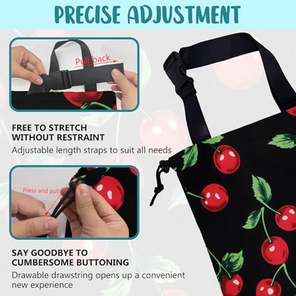 Car Garbage Bag Bright Red Cherries Hanging Canvas Car Trash Bag Drawstring Car Back Seat Organizer for Car Back Front Seat Console with Adjustable Buckle - color: Bright Red Cherries