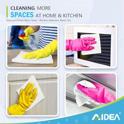 AIDEA Microfiber Cleaning Cloth White 20PK, Lint Free Cleaning Rags, Microfiber Towel for Cars, Kitchen Towels Dusting Cloth, Wash Cloths, Dish Rags White, 11.5"x 11.5" - color: White