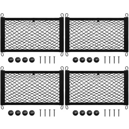 Frienda 2 Pcs Stretchable Small Cargo Net Pocket Boat Storage Mesh Net Elastic Automotive Storage Pouch with Mounting Screws and Hooks for Truck Car SUV Boats (21 x 9.8 Inches) - size: 21 x 9.8 Inches