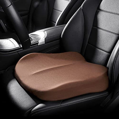 Car Seat Cushion Pillow, 3.9in Wedge Driver Seat Cushion for Driving, Memory Foam Car Booster Seat Cushion Pad for Truck, Office, Wheelchair,Brown - color: Brown