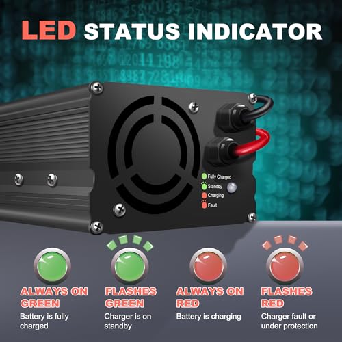 14.6V 30A LiFePO4 Battery Charger Fast Charging 12V Lithium Battery Charger with Anderson Connector and LED Indicator & Handle Charger for Deep Cycle Rechargeable Batteries of Home,RV - size: 14.6V 30A Charger