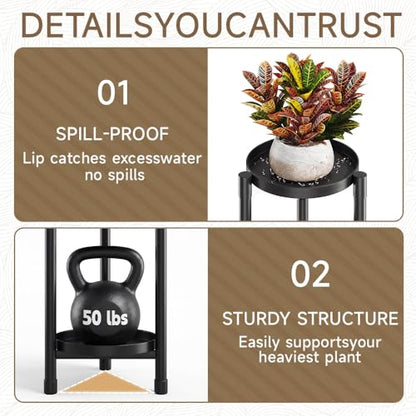 Plant Stand indoor outdoor - 2 Tier black Tall Metal Flower Pot Holder Potted Display Rack - Heavy Duty Corner Plant Shelf for Patio Garden Balcony Living Room Bedroom