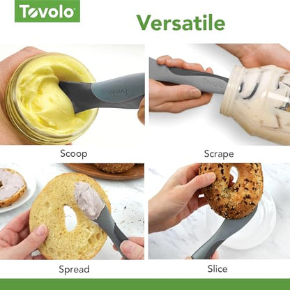 Tovolo Scoop and Spread Large Dual End Silicone Sandwich Spreader Tool with Nylon Handle, BPA Free Dishwasher Safe Silicone and Nylon Tool for Spreading and Scooping, Thyme Green and Charcoal Gray - color: Thyme & Charcoal, size: Large