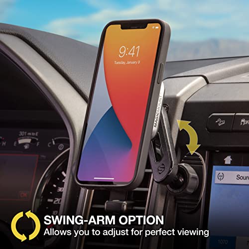 Scosche MP2ODVM-XTSP MagicMount Pro2 Dash/Vent/Window 4-in-1 Magnetic Cell Phone Holder Car Mount Kit Compatible with MagSafe, iPhones, Galaxy, Pixel & All Smartphones - style: Dash / Vent w/ Swingarm