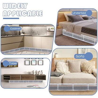 12 Pcs Under Couch Blocker for Bed Adjustable Furniture Plastic Under Bed Blocker with 30 Ties White Couch Barriers for Dogs Pets Cats (Style3) - color: Style3