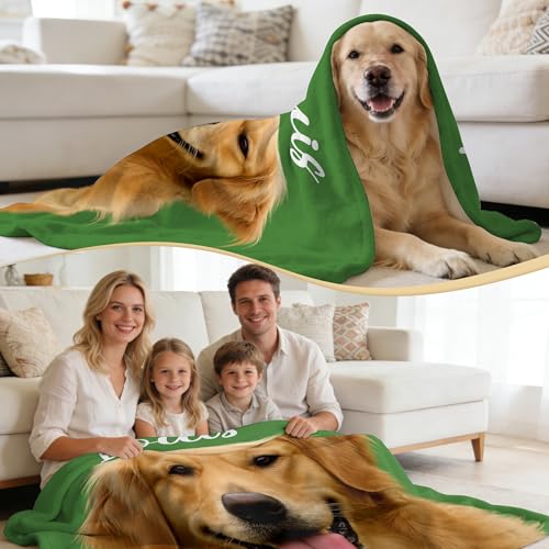 Custom Dog Portrait Blankets with Pictures, Personalized Pet Face Blanket Throws with Photo Name, Customized Puppy Blanket for Pet Lovers Owners Dad Mom, Best Dogs Memorial Gifts - color: Design12
