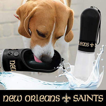 Dog Water Bottle. NFL New Orleans Saints PET Water Bottle. Best Cat Water Bottle. Water Fountain Dispenser for Dogs & Cats. - color: New Orleans Saints