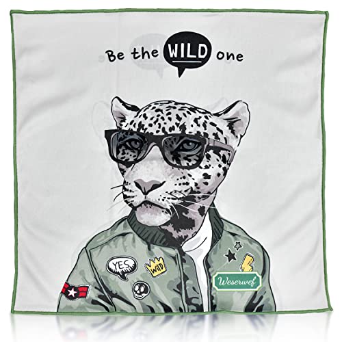 WESERWEF Design Microfiber Glasses Cleaning Cloth – Premium Cleaning Cloth for Eyeglasses, Screens, Tablets, Cameras & Lenses, 12" x 12", Ultra-Soft & Scratch-Free (Wild one) - color: Wild One