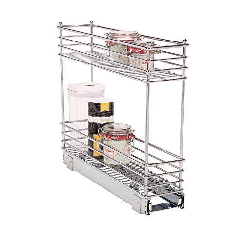 Household Essentials Chrome 2-Tier Sliding Cabinet Organizer, 5" - size: 5" - Extended, style: 2-Tier