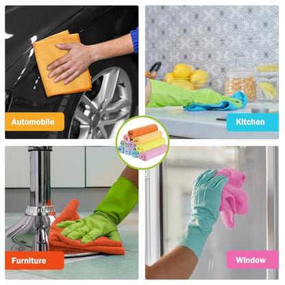 AIDEA Microfiber Cleaning Cloth, 20PK, Lint-Free Cleaning Rags, Microfiber Towels for Cars, Wash Cloths, Dusting Cloth for Home, Window, Cleaning Supplies, 11.5"×11.5" - color: Multicolor