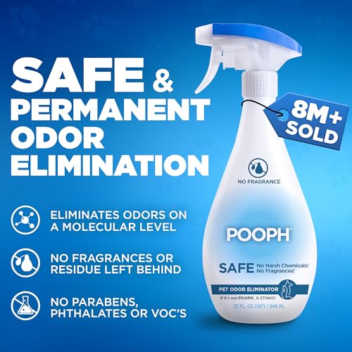 Pooph Pet Odor Eliminator and Litter Box Deodorizer - 2-32oz Bottles - Dismantles Odors on a Molecular Basis, Freshens Cat Litter Boxes, Removes Urine, Feces, and Ammonia Odors