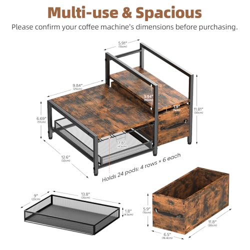 Kssiaz K Cup Holder, 2-tier Coffee Pod Holder for 48 Pods, K Cup Drawer Organizer with Sliding Storage Drawer, Coffee Bar Station Organizer for Countertop, Space Saving, Home & Office, Black - size: 15.8"×12.6"×6.7"