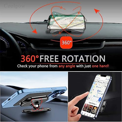 【2-Pack】 Magnetic Phone Holder for car, [ Super Strong Magnet ] [ with 4 Metal Plate ] Cell Phone carmount for iPhone Magnetic [ 360° Rotation ] Universal Dashboard Adhesive Car Magnetic Phone Mount