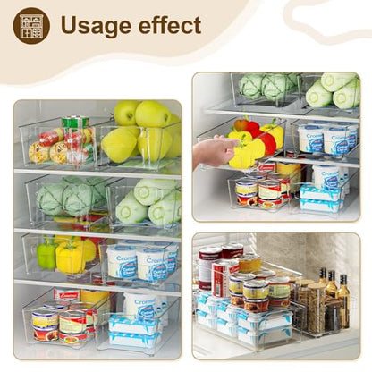 Clear Fridge Organizer, Refrigerator Organizer Bins with Handle, Freezer, Kitchen Cabinet, Pantry Organization, BPA Free Fridge Organizers (12.4 inch 6 Pack) - size: 12.4 inch 6 Pack