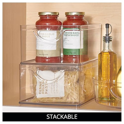 iDesign Plastic Stackable Kitchen Cabinet Storage Bin, Clear | With Handles, Pantry Organizer - style: Pack of 1